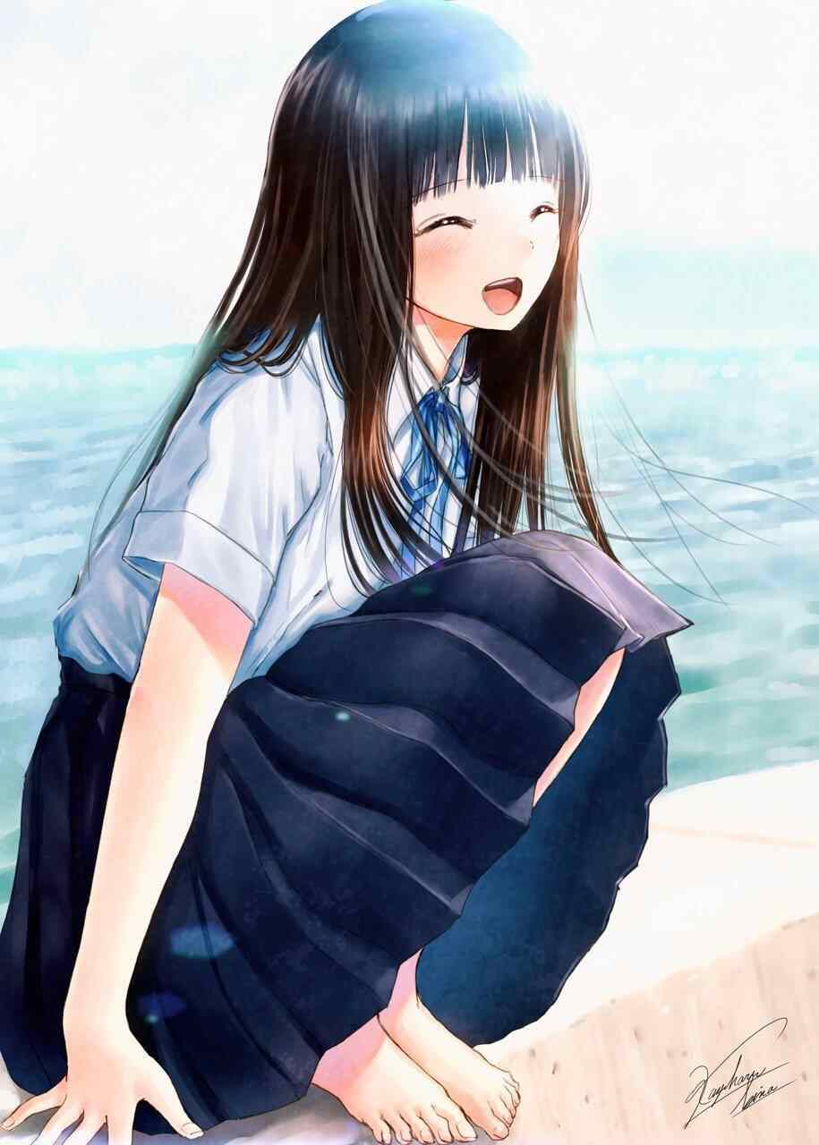 海邊制服少女